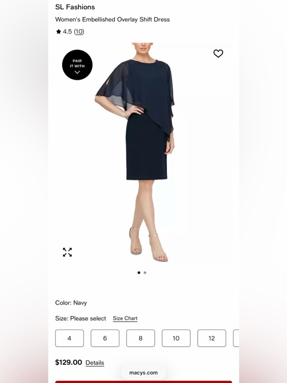 SL Fashion Embellished Overlay Shift Dress Navy
